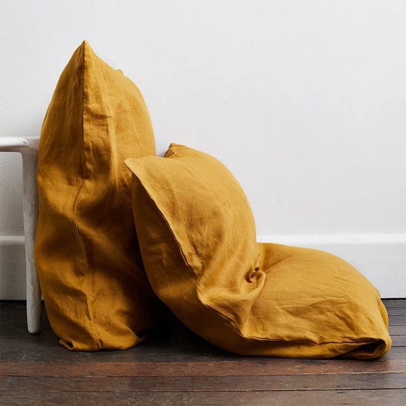 Turmeric 100% Flax Linen Standard Pillowcases (Set of Two) - Picture 1 of 3